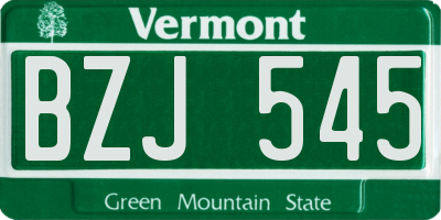 VT license plate BZJ545