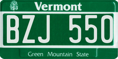 VT license plate BZJ550