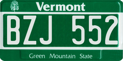 VT license plate BZJ552