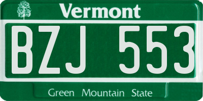 VT license plate BZJ553