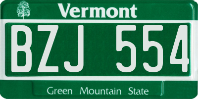 VT license plate BZJ554