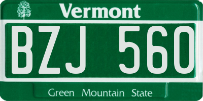 VT license plate BZJ560