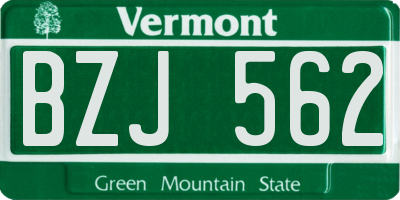 VT license plate BZJ562