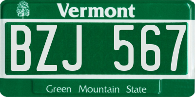 VT license plate BZJ567