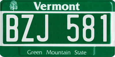 VT license plate BZJ581
