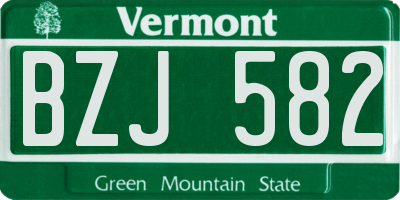 VT license plate BZJ582