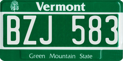 VT license plate BZJ583