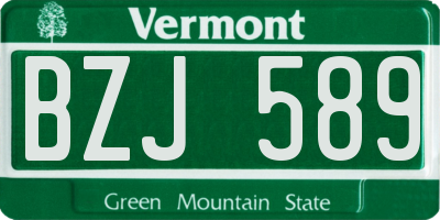 VT license plate BZJ589