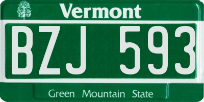 VT license plate BZJ593