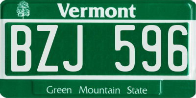 VT license plate BZJ596