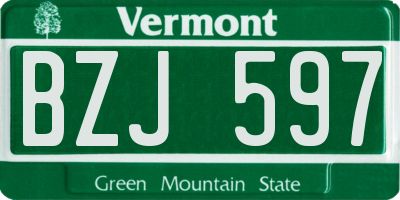 VT license plate BZJ597