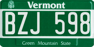 VT license plate BZJ598