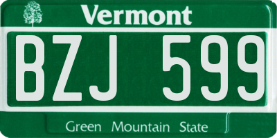 VT license plate BZJ599
