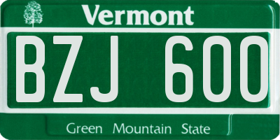 VT license plate BZJ600