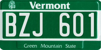 VT license plate BZJ601