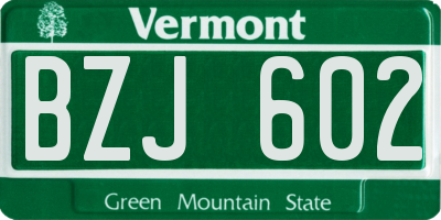 VT license plate BZJ602