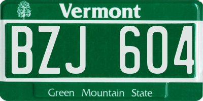 VT license plate BZJ604