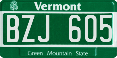 VT license plate BZJ605