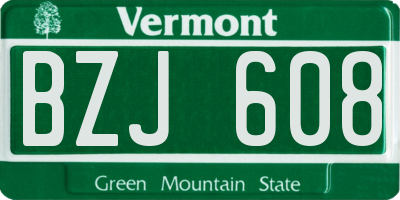 VT license plate BZJ608