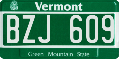 VT license plate BZJ609