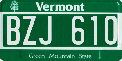 VT license plate BZJ610