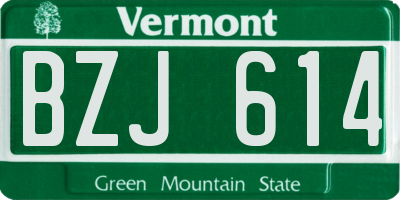 VT license plate BZJ614