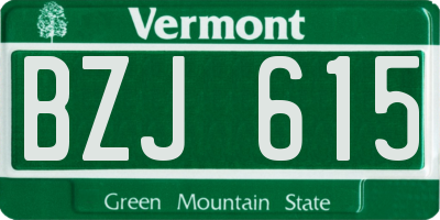 VT license plate BZJ615
