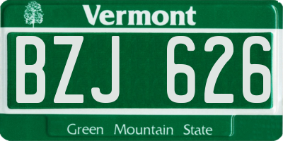 VT license plate BZJ626
