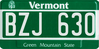 VT license plate BZJ630