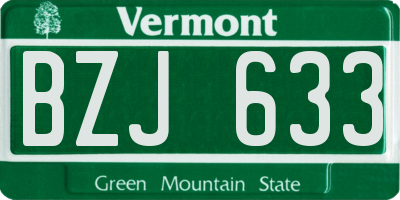 VT license plate BZJ633