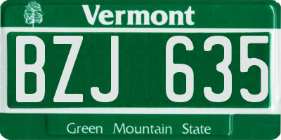 VT license plate BZJ635