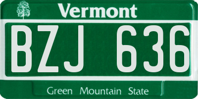 VT license plate BZJ636