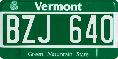 VT license plate BZJ640