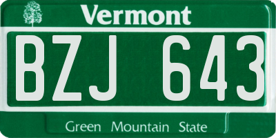 VT license plate BZJ643