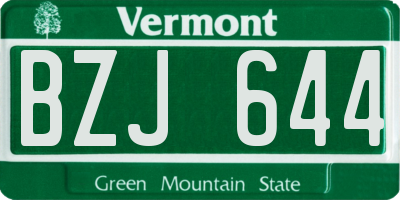 VT license plate BZJ644