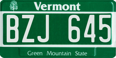 VT license plate BZJ645
