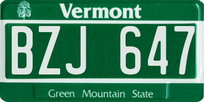 VT license plate BZJ647