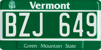 VT license plate BZJ649