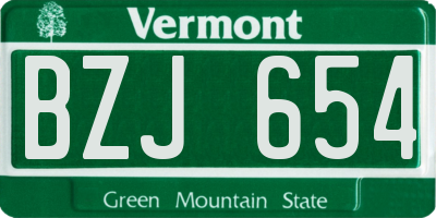 VT license plate BZJ654