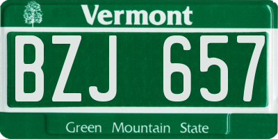 VT license plate BZJ657