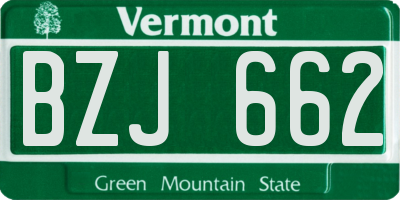 VT license plate BZJ662
