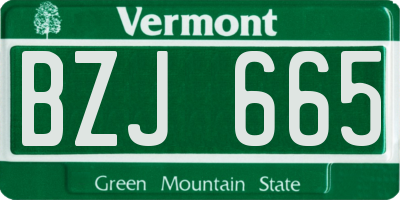 VT license plate BZJ665
