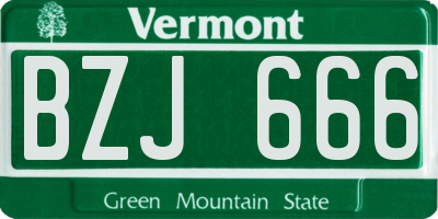 VT license plate BZJ666