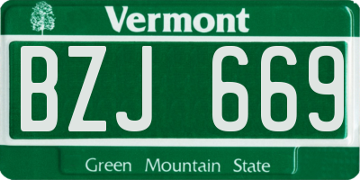 VT license plate BZJ669