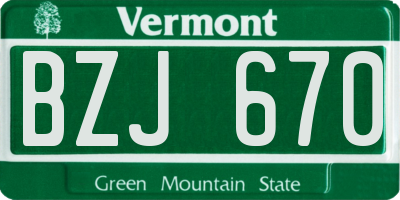 VT license plate BZJ670