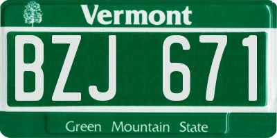 VT license plate BZJ671