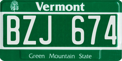 VT license plate BZJ674