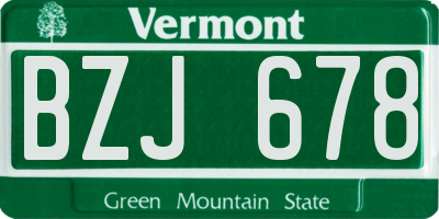 VT license plate BZJ678