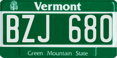 VT license plate BZJ680