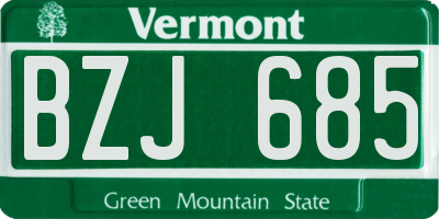 VT license plate BZJ685